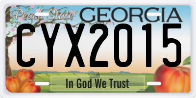 GA license plate CYX2015