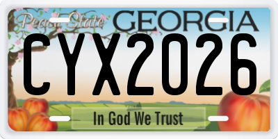 GA license plate CYX2026
