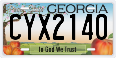 GA license plate CYX2140