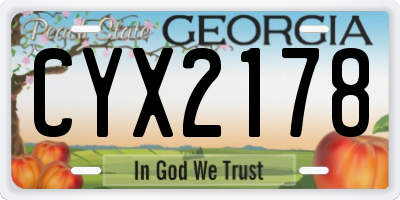 GA license plate CYX2178