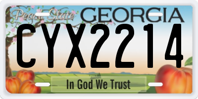 GA license plate CYX2214