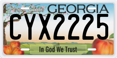 GA license plate CYX2225
