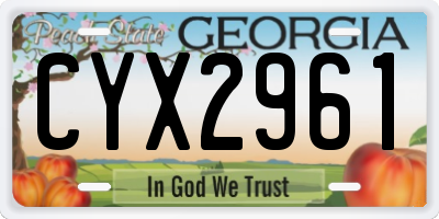 GA license plate CYX2961