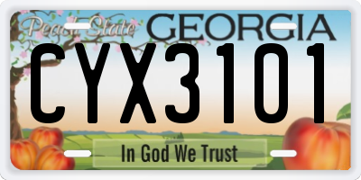GA license plate CYX3101