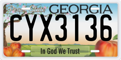 GA license plate CYX3136