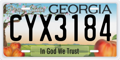 GA license plate CYX3184