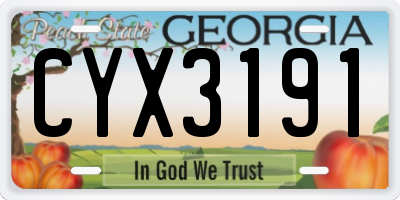 GA license plate CYX3191
