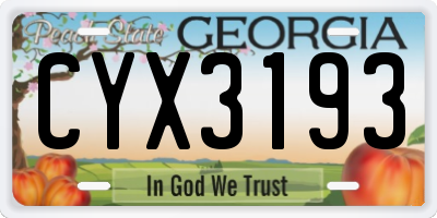 GA license plate CYX3193