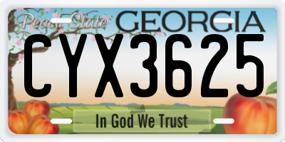 GA license plate CYX3625