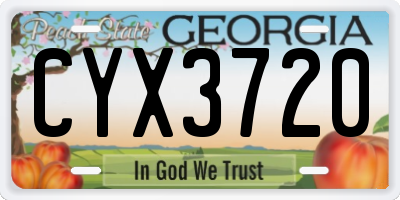 GA license plate CYX3720