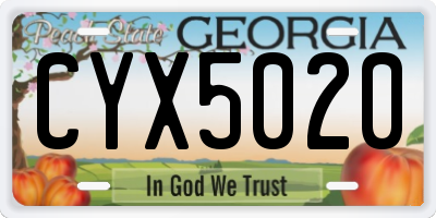 GA license plate CYX5020