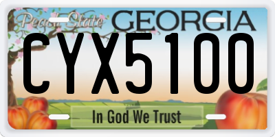 GA license plate CYX5100