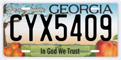 GA license plate CYX5409