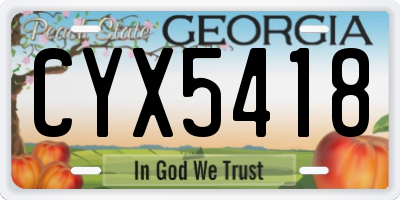 GA license plate CYX5418