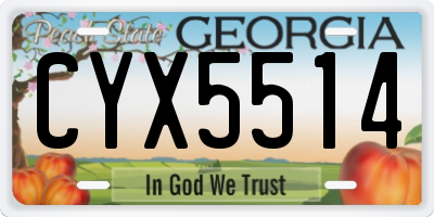 GA license plate CYX5514