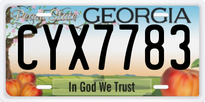 GA license plate CYX7783