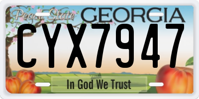 GA license plate CYX7947