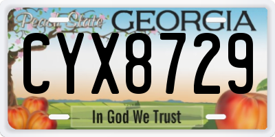 GA license plate CYX8729