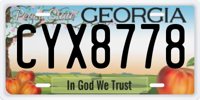 GA license plate CYX8778