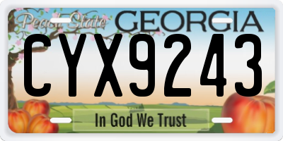 GA license plate CYX9243