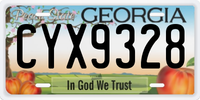 GA license plate CYX9328
