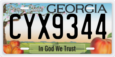 GA license plate CYX9344