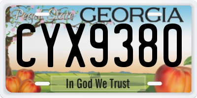 GA license plate CYX9380
