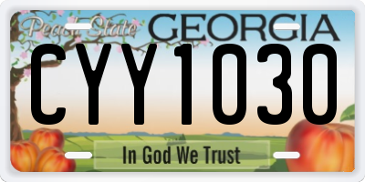 GA license plate CYY1030