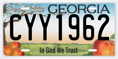 GA license plate CYY1962
