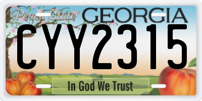 GA license plate CYY2315