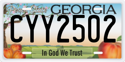 GA license plate CYY2502