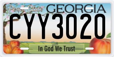GA license plate CYY3020