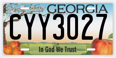 GA license plate CYY3027