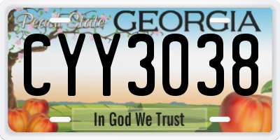 GA license plate CYY3038