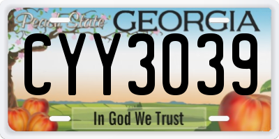GA license plate CYY3039