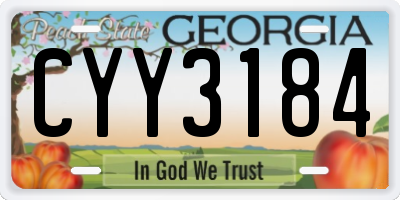 GA license plate CYY3184