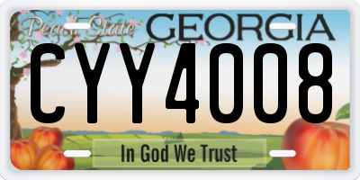 GA license plate CYY4008