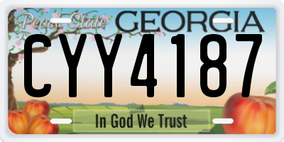 GA license plate CYY4187