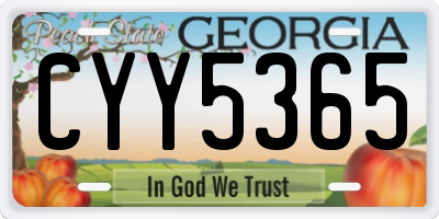 GA license plate CYY5365