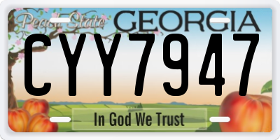 GA license plate CYY7947