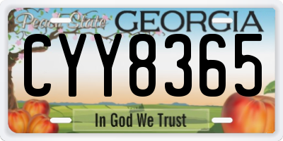 GA license plate CYY8365