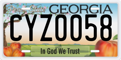 GA license plate CYZ0058