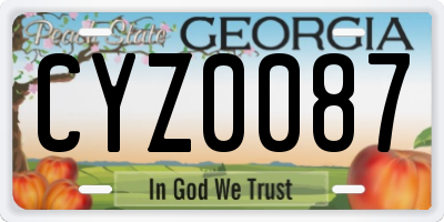 GA license plate CYZ0087