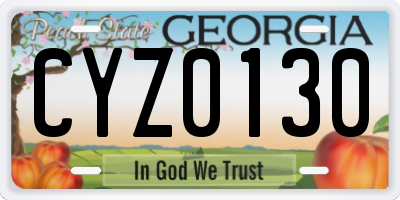 GA license plate CYZ0130