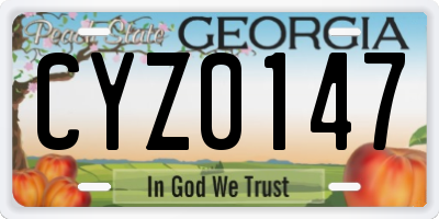 GA license plate CYZ0147