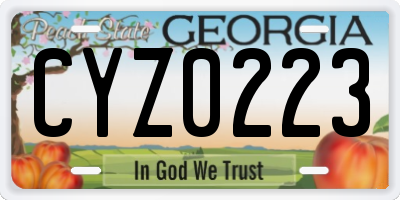 GA license plate CYZ0223