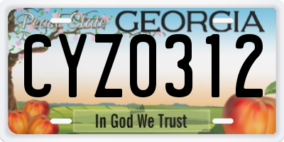 GA license plate CYZ0312