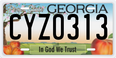 GA license plate CYZ0313