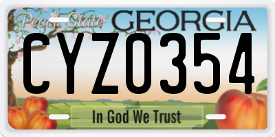 GA license plate CYZ0354