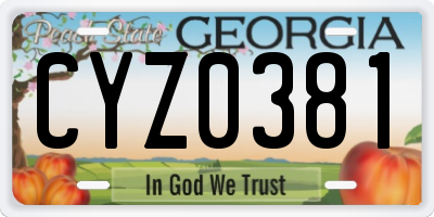 GA license plate CYZ0381